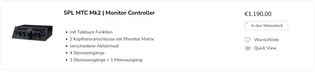 SPL MTC MK2 Monitor Controller kaufen
